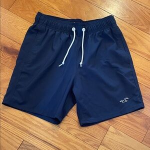 #18 Hollister Dark Blue Swim Shorts Sz XS with White Drawstring LN